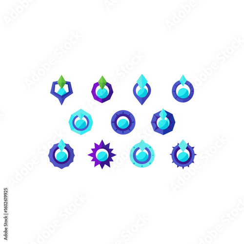  different cursed crystal ring icons set 