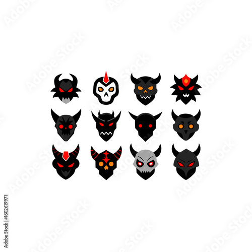 different cursed dream mask icons set
