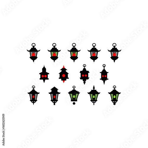 different cursed fog lantern icons set on white