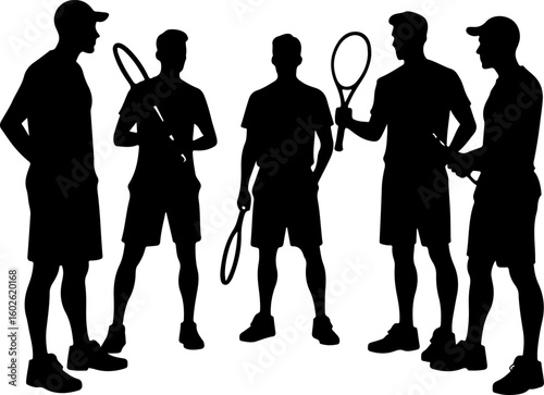 Young Tennis Players Silhouette Line-up