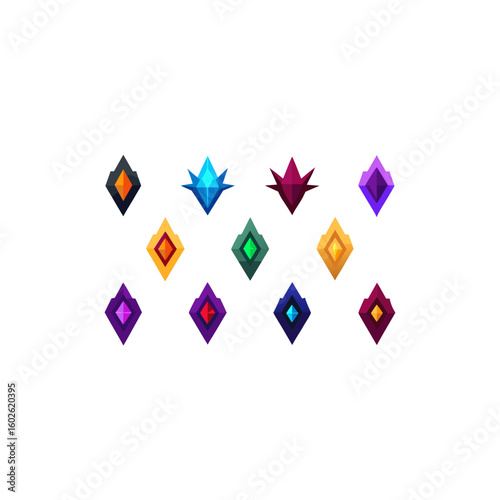 different cursed thorn gem icons set on white b