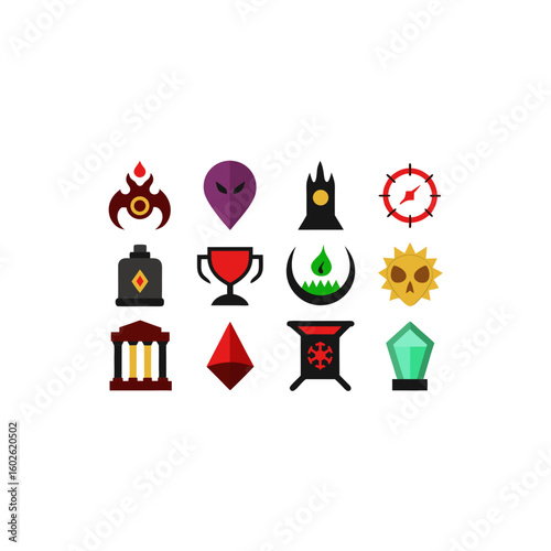  different cursed time relic icons set on white 
