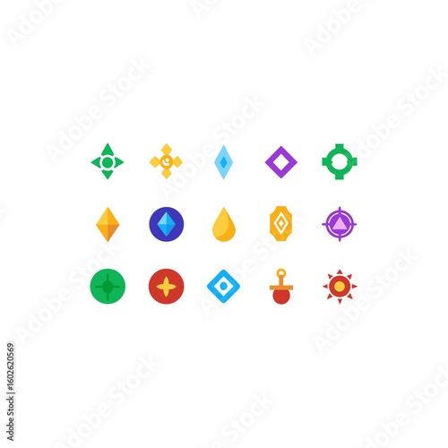  different elemental chain relics icons set on w