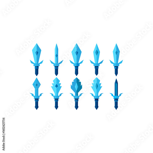  different frozen relic dagger icons set on whit