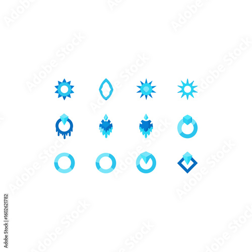 different frozen relic ring icons set on white 