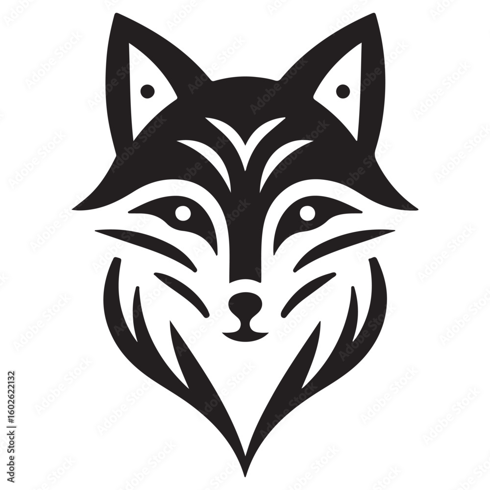 Obraz premium Minimalist Wolf Head Logo – Black and White Vector Design
