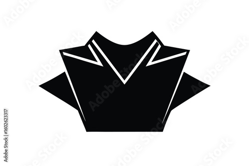 Geometric black origami shirt icon with sharp collar