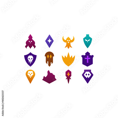 different haunted relic shard icons set 
