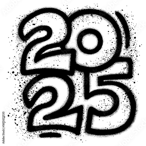2025 new year graffiti in spray paint style.