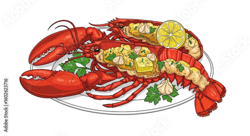 Delicious Steamed Lobster with Garlic and Lemon
