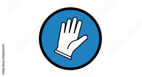 Safety glove icon. Vector illustration of a protective hand symbol for work and hygiene. Isolated graphic sign.