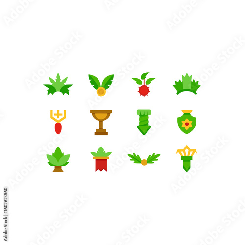 different jungle vine relic icons set on white 