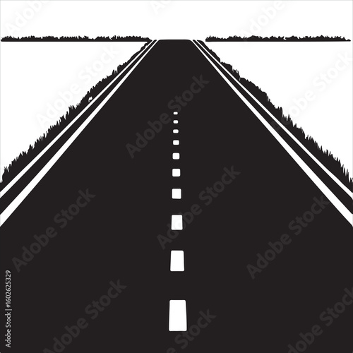Straight Highway Icon – Black Silhouette Road Illustration