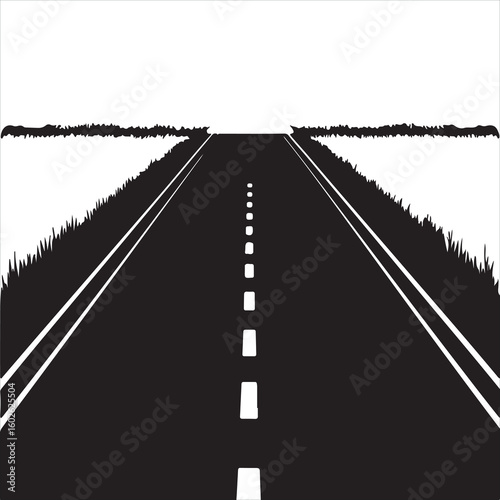 Straight Highway Icon – Black Silhouette Road Illustration