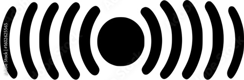 Black signal waves emanating from a solid circle