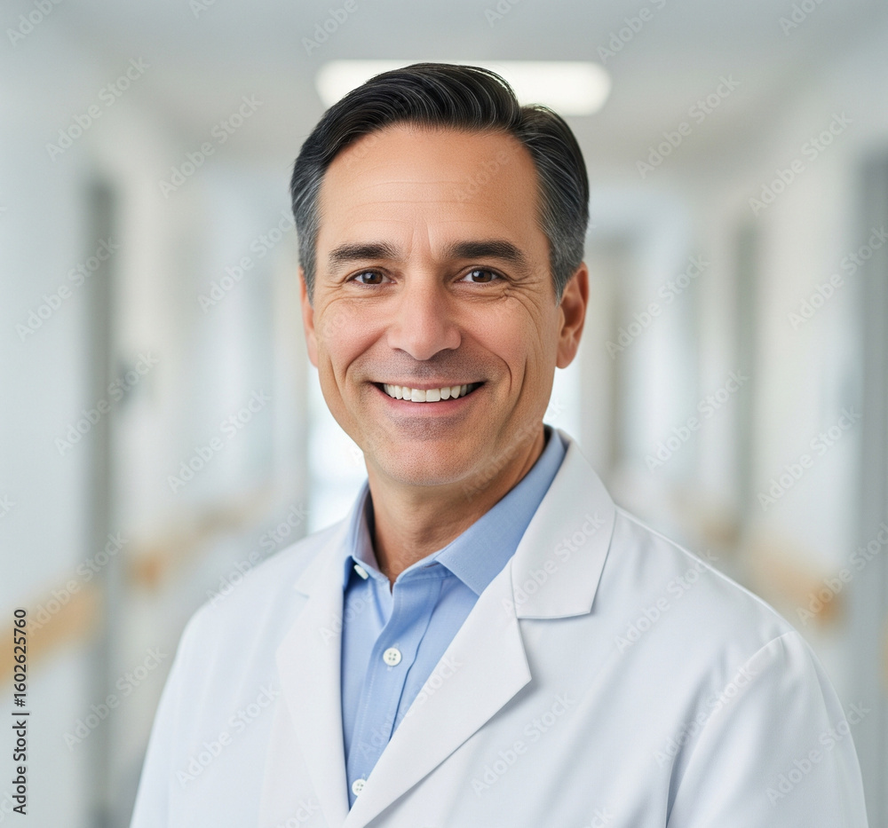 Smiling Doctor in White Coat Medical Portrait Smiling Doctor in White Coat Medical Portrait