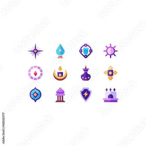  different magical echo relic icons set on white