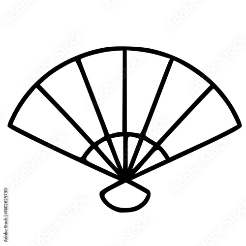 Traditional Japanese folding hand fan cartoon outline coloring page