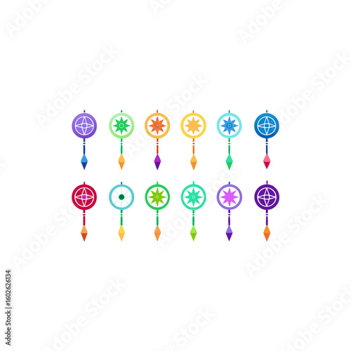 different spectral dreamcatcher icons set 