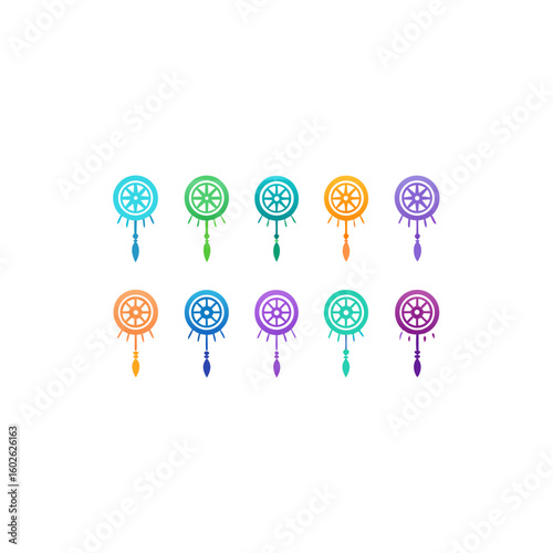 different spectral dreamcatcher icons set 