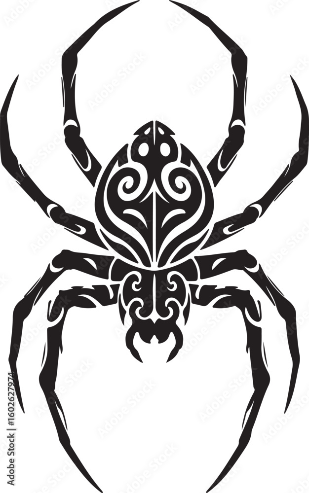 Obraz premium Abstract spider silhouette in Polynesian tribal design.