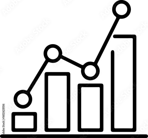 Simple line graph with rising trend over bar chart representing business growth and data analysis