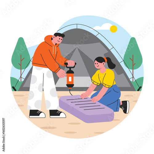 Tent Build Vector illustration. EPS 10 file