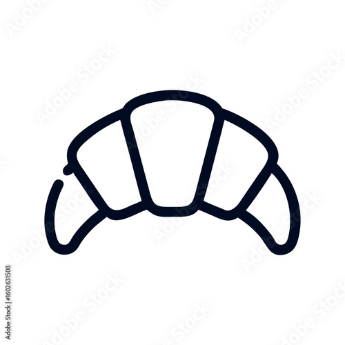 Croissant icon in minimalist design with simple outline  