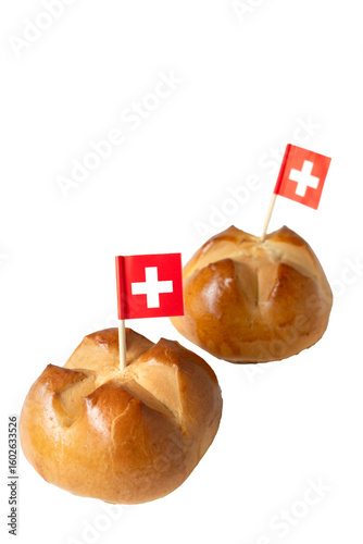 Swiss traditional bread buns to celebrate the National Day of Switzerland in August isolated as sticker.png