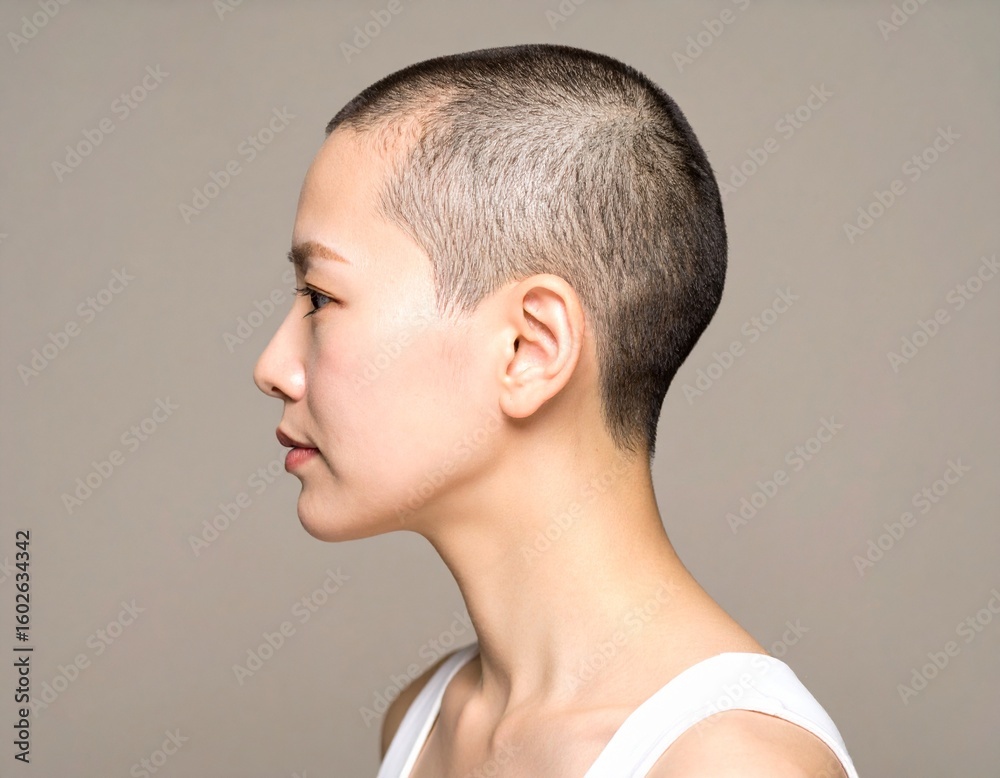 Fototapeta premium 坊主頭の女性 Generated image