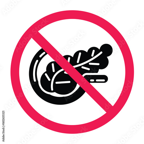 Pancreas organ prohibition symbol, digestive organ flat style forbidden vector clip art