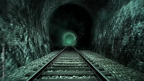 Dark Mysterious Train Tunnel Journey