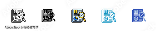 Financial Audit  Icon Set Multiple Style Collection