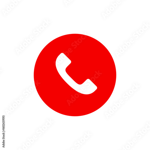 Phone or handset red vector circle icon