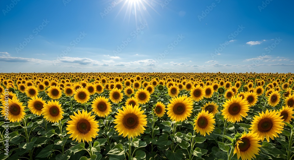 Obraz premium Sunflower field under sunny sky