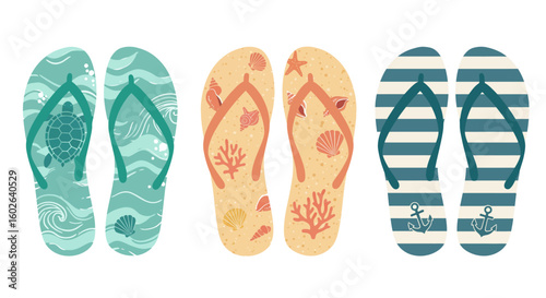 vector illustration of a set of beach flip