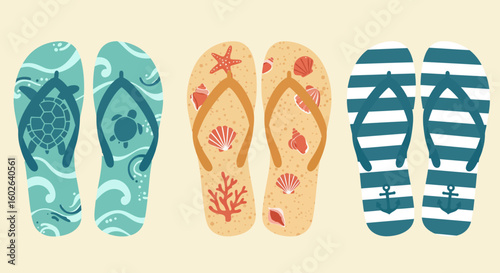 vector illustration of a set of beach flip