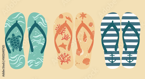 vector illustration of a set of beach flip