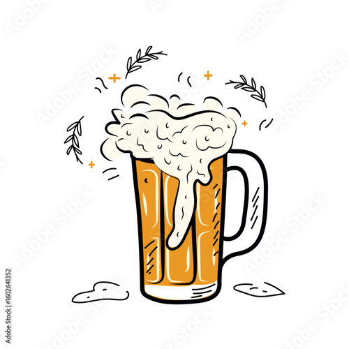 Foamy and Fresh Beer Mug Illustration