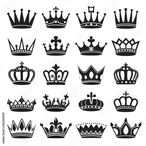 Twenty Black Crown Silhouettes Collection crowns