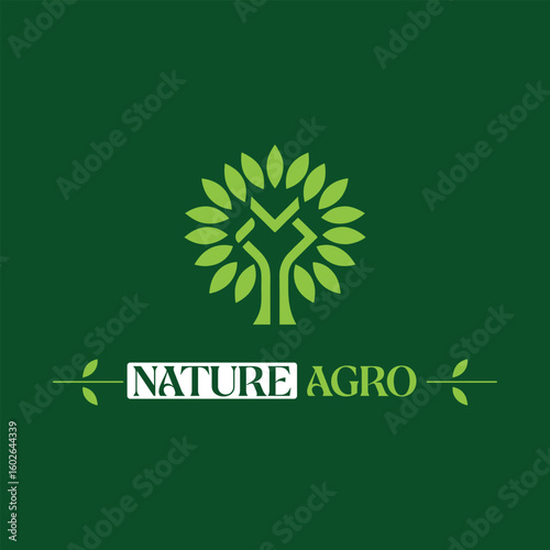 Nature Agro Logo Design  Eco Tree Symbol, Organic Farm Brand Identity, Green Agricultural Emblem.
