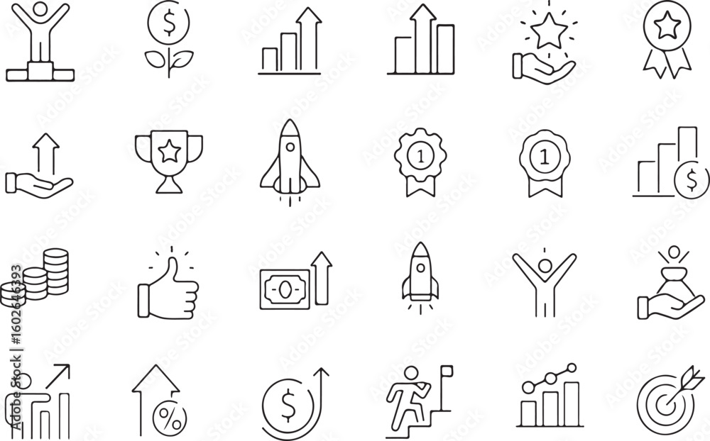 Fototapeta premium Business Growth Achievement Success Icons vector