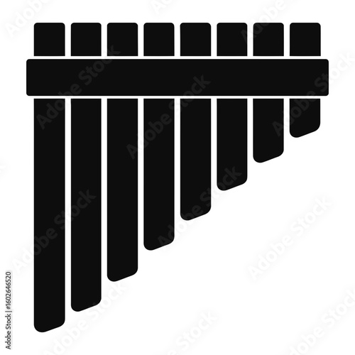 Pan flute silhouette icon representing traditional wind instrument and folk music