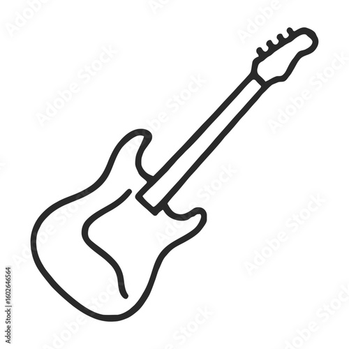 Outline electric guitar icon representing rock music and performance