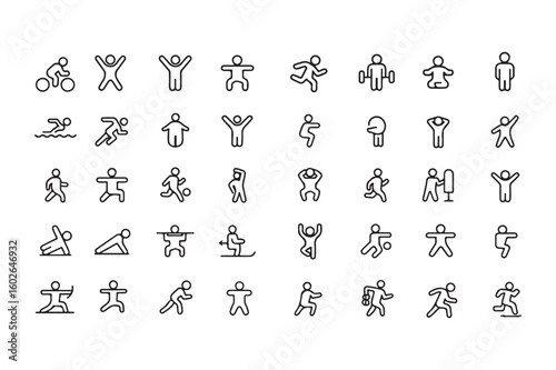 Diverse human activity icons for sports and exercise figures activities