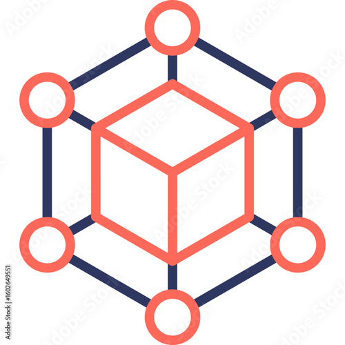 Blockchain line color icon