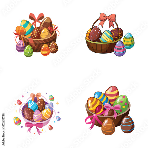 Chocolate Easter Eggs Wrapped in Colorful Foil  Festive Holiday Treats