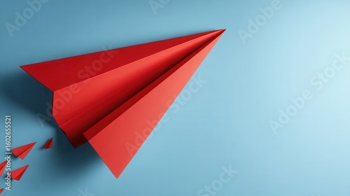 Wallpaper Mural Red paper airplane against a light blue background. Torontodigital.ca