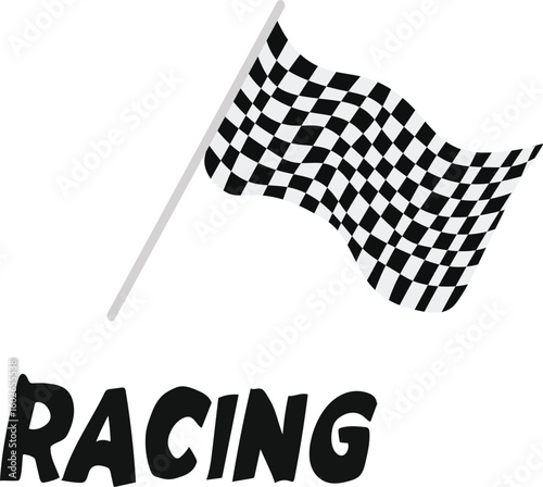 checkered flag vector illustration racing flag, Racing flag finish race waving free vector illustration	
