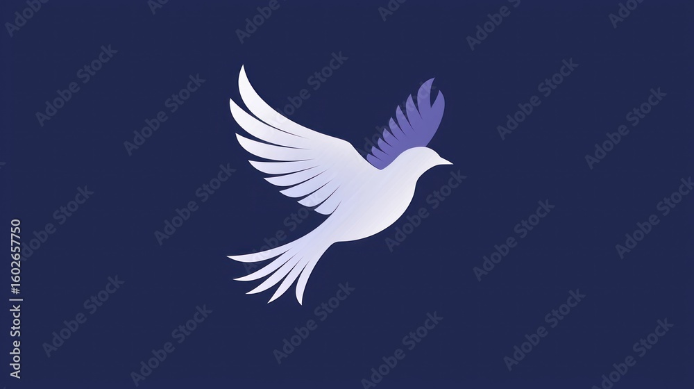 Fototapeta premium A minimalist nature logo with a bird in flight, symbolizing freedom and the natural world.